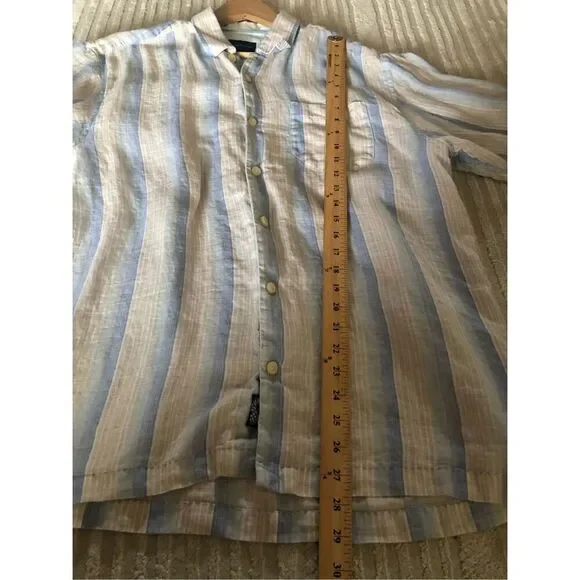 Tommy Bahamas Linen Stripe Button Down Mens Shirt - Picture 6 of 10